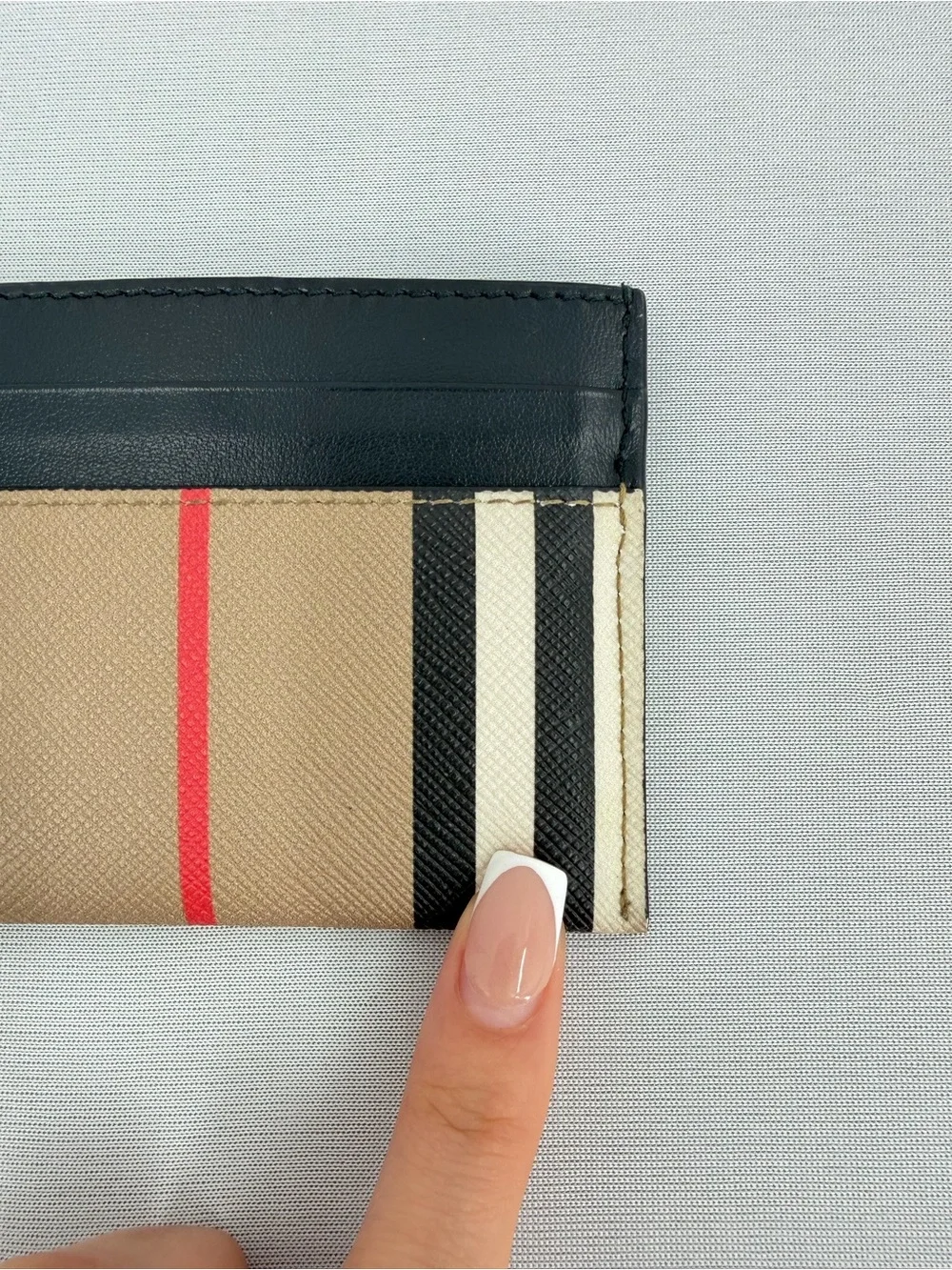 Burberry Vintage Check Unisex Card Holder Wallet Leather Trim designer wallet